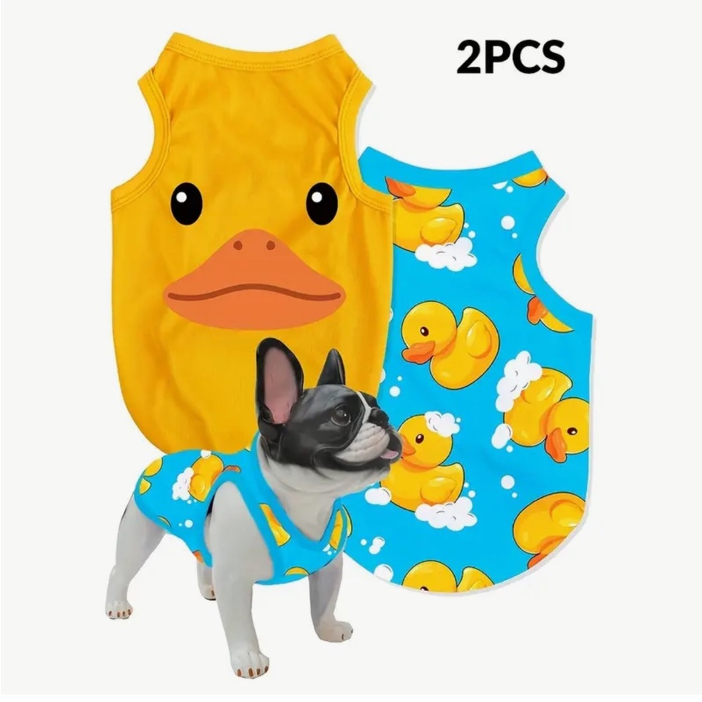 Yellow Duck Print Dog or Cat Vest Tank Tops - 2PCS (XXS)